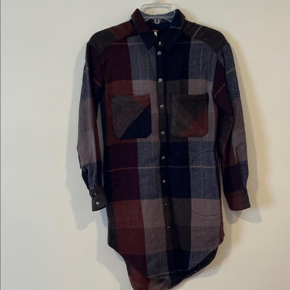 Free People Multicolor Plaid Button Down Shirt Size XS